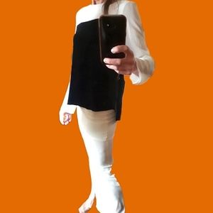 Zara black and white top